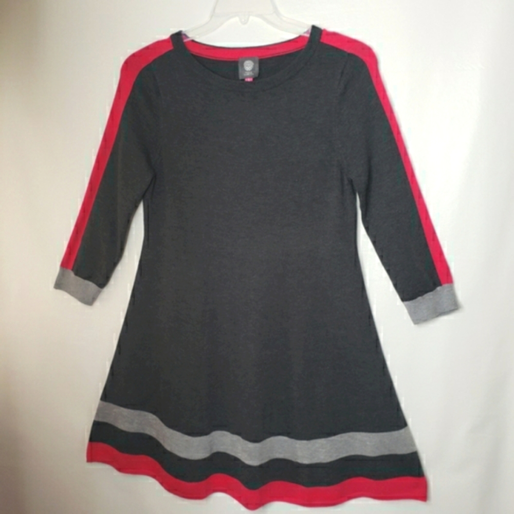 Vince Camuto Dress Long Sleeve Sweater Knit Gray & Pink Size Large